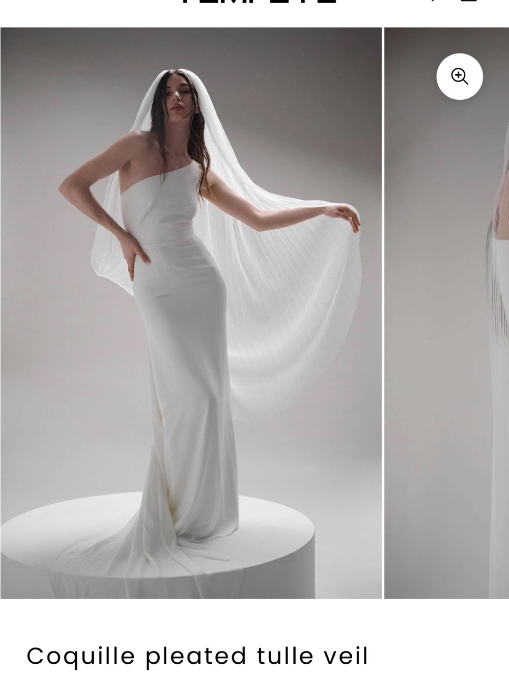 Coquille Pleated Tulle Veil - Ivory